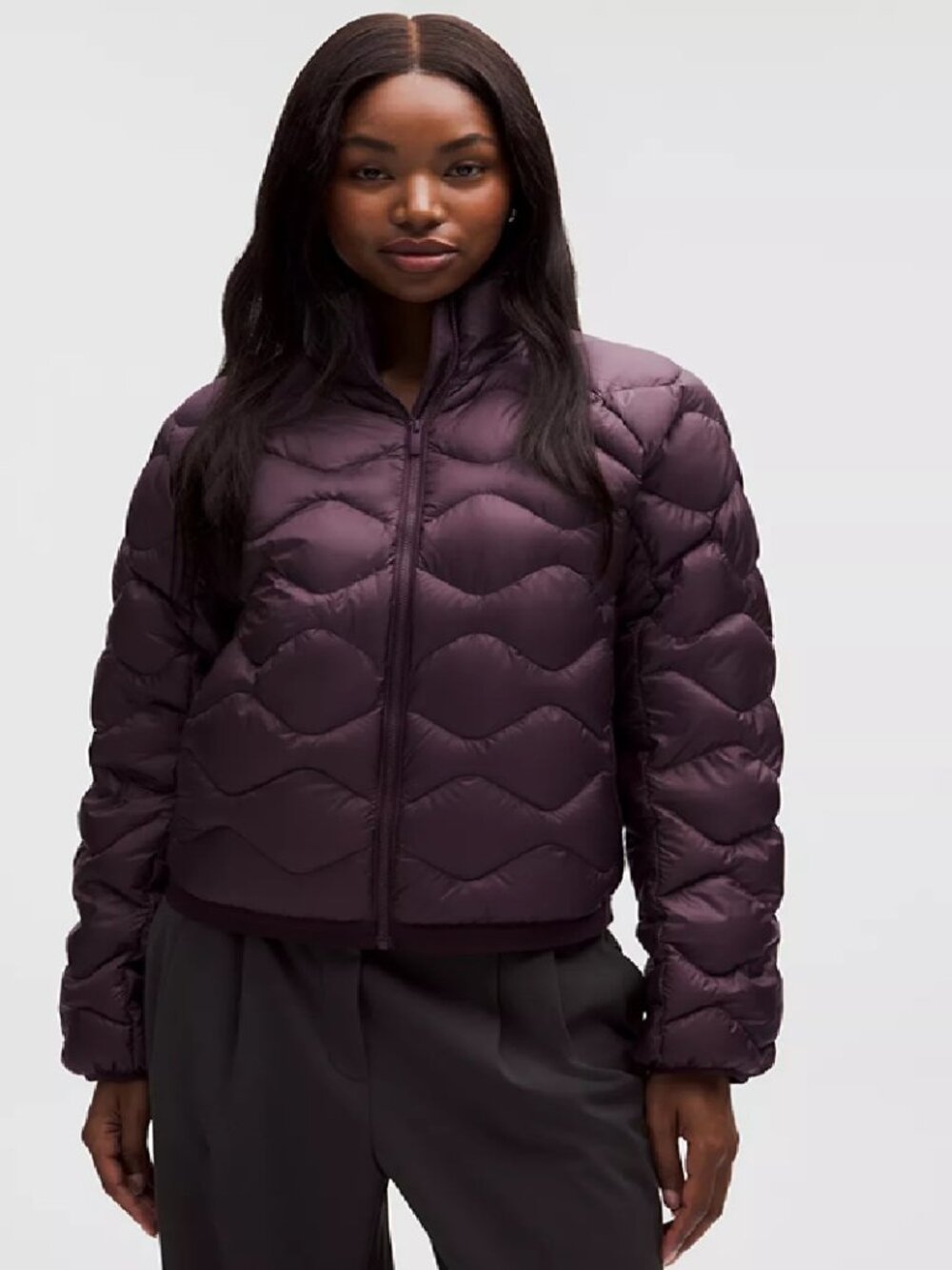 Lululemon Featherweight 900-Down-Fill Quilted Jacket Sz L Black Plum $298